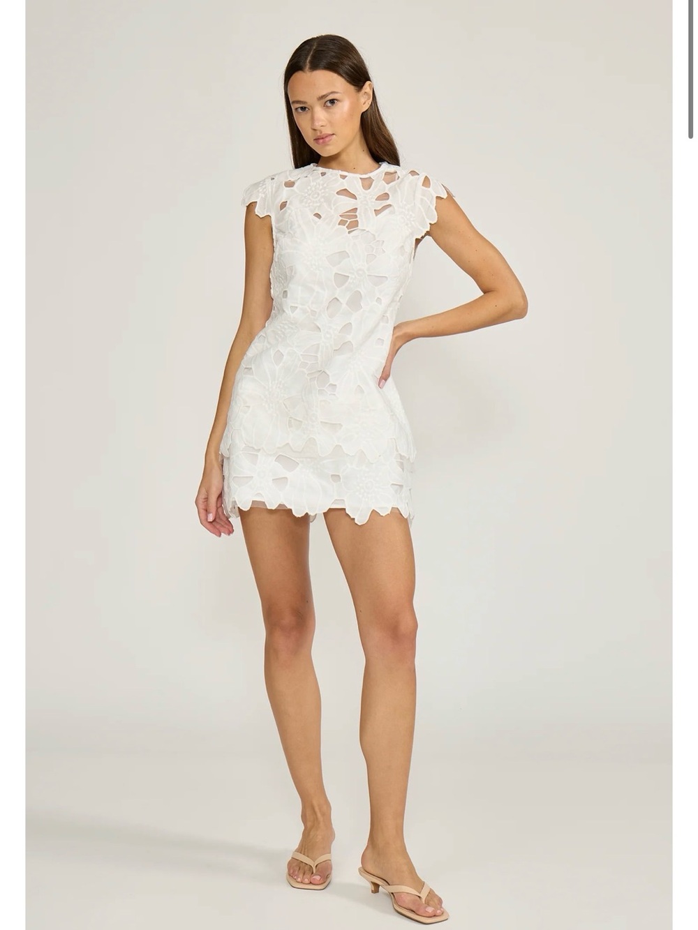 Lucy Paris White Floral Cutout Mini Dress